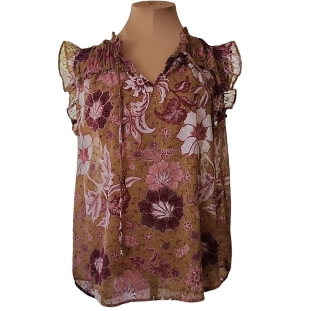 JOIE Floral Ruffle Blouse Women's Medium